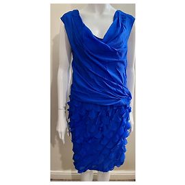 Diane Von Furstenberg Vestido de seda azul cielo DvF Persia, super impresionante