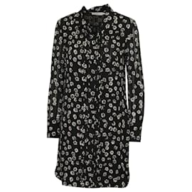 Vestido camisero floral Avery de seda negra de Tory Burch