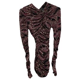 Minivestido fruncido con estampado de Paisley de Isabel Marant en viscosa violeta