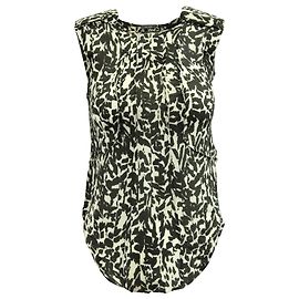 Isabel Marant Bedruckte ärmellose Bluse aus schwarzer Seide