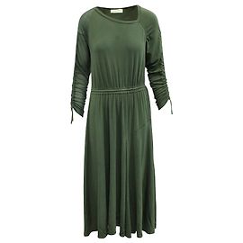 Vestido a media pierna con panel fruncido en viscosa verde oliva de Sportmax
