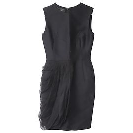 Vestido midi plisado de lana negra de Giambattista Valli