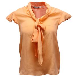 Alice + Olivia Alice & Olivia Jeannie Blusa com Gravata em Seda Laranja