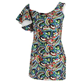 Autre Marque Minivestido de poliéster multicolor con un solo hombro Greta de Saloni