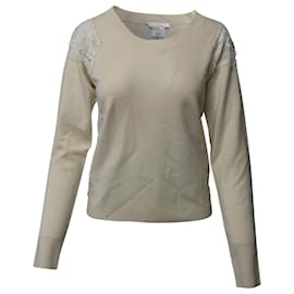 Chloe Pullover mit Spitzenverzierung aus beiger Wolle - Chloé