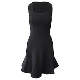 Alaïa Minivestido acanalado sin mangas Alaia en lana negra