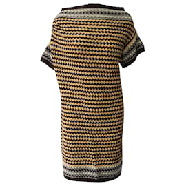 Missoni Patterned Knit Off Shoulder Dress in Multicolor Wool 