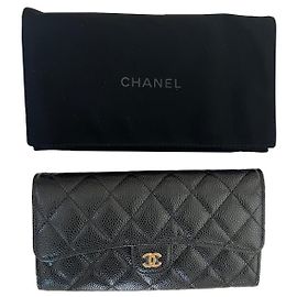 Chanel Timeless Portemonnaie aus schwarzem Kalbsleder