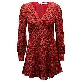 Abito a maniche lunghe con stampa leopardata Alice + Olivia in viscosa rossa