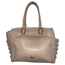 Bolsa de mão Christian Louboutin em couro bege