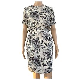 Vestido Ganni Rossmoor de crepé blanco gris
