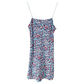 Autre Marque Rotate Birger Christensen Mini Slip Kleid aus Stretch Cady mit Blumendruck