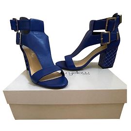 Sandali con tacco a listini Mellow Yellow Pelle Blu 36