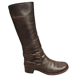 Botas de montar Prada de cuero marrón oscuro talla 39