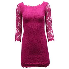 Vestido tubo de encaje en rayón rosa Zarita de Diane Von Furstenberg