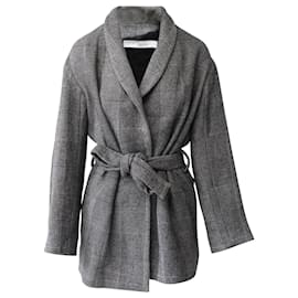 Cappotto Iro con Collo Scialle in Acrilico Grigio