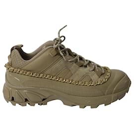 Burberry Arthur Sneakers mit goldener Kette aus khakifarbenem Leder