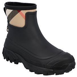 Botas de lluvia Burberry para mujer con panel a cuadros en caucho negro