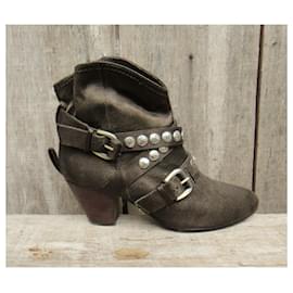 Botas Western Ash Marrón Oscuro Cuero y Textil 37