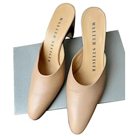 Walter Steiger Pantoletten aus beigem Leder 38