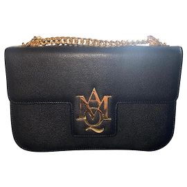 Alexander Mcqueen Borsa Amq insignia a tracolla in pelle con catena nera