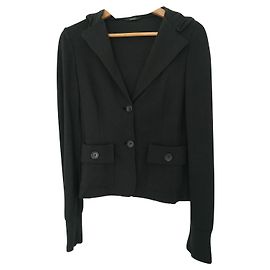 Blazer con capucha negro de viscosa Carla G.