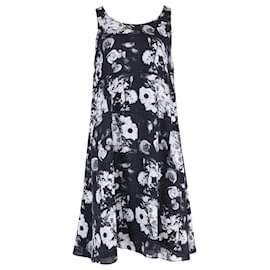 Vestido midi con estampado floral de Kenzo en seda negra y blanca