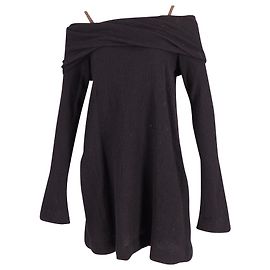 Autre Marque Minivestido de lana negra con hombros descubiertos de Isa Arfen