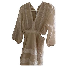 Vestido calado Sandro de viscosa beige