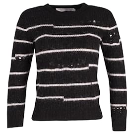 Iro Cleon Gestreifter Strickpullover aus schwarzem Acryl