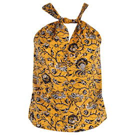 Top halter con estampado floral de Isabel Marant en algodón amarillo