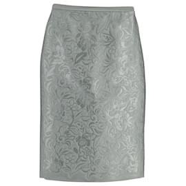 Gonna a tubino Burberry con stampa floreale in poliestere verde chiaro