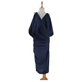 Jacquemus Ärmelloses Midi Kleid V-Ausschnitt Marineblau