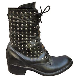 Mexicana Stiefeletten aus schwarzem Leder mit Nieten 36