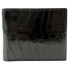 Autre Marque NEUE KARTENHALTER-BRIEFTASCHE AUS SCHWARZEM KROKODIL-LEDER NEUE BRIEFTASCHE AUS SCHWARZEM LEDER