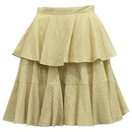 Falda escalonada de encaje con volantes en algodón color crema de Alexander McQueen - Alexander Mcqueen
