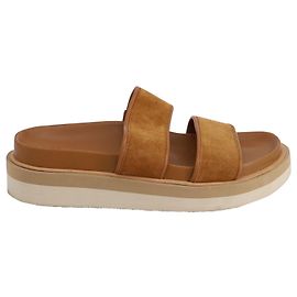 Sandalias Vince Jenita Slide en piel camel