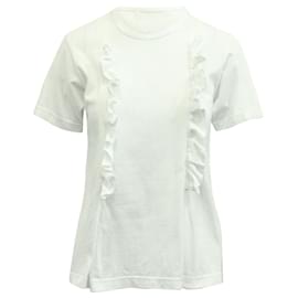 Comme Des Garcons Rüschen-T-Shirt aus weißer Baumwolle