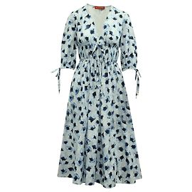 Altuzarra Donrine Midikleid mit Blumenmuster aus blauer Baumwolle