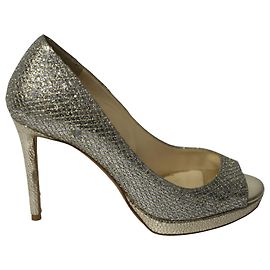 Décolleté Jimmy Choo Metallic Luna Open Toe in pelle dorata