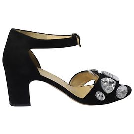 Bionda Castana Kristallverzierte Maggie Sandalen aus schwarzem Wildleder