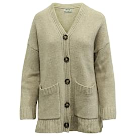 Acne Studios Oversize-Strickjacke aus beigefarbener Wolle