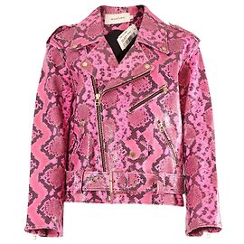 Chaqueta Biker Marques Almeida Efecto Pitón en Cuero Rosa