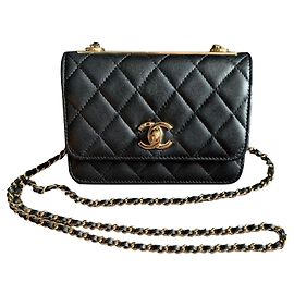 Chanel Trendy CC Umhängetasche aus schwarzem Leder