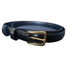 Céline Uniform Ledergürtel schwarz goldene Schnalle 85 cm