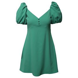 Alice + Olivia Dana Vestido acampanado con mangas abullonadas en poliéster verde