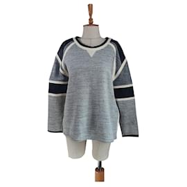 Sudadera Iro Gris de Algodón con Detalles de Piel de Cordero