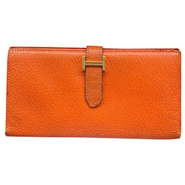 Portafoglio Hermès Bearn Arancione in Pelle