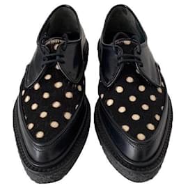 Adieu Modello 51 Scarpe Derby Nere in Pelle e Cavallino