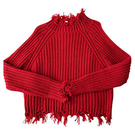 Pinko Red Turtleneck Sweater with Fringe